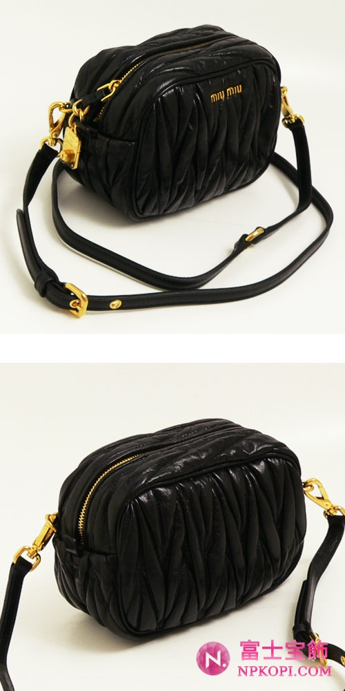 ミュウミュウ MIUMIU ショルダーポーチ/ポシェット/クラッチバッグ 2WAY プリーツレザー ブラック（NERO） 5N1559 MATELASSE/LUX ブラック